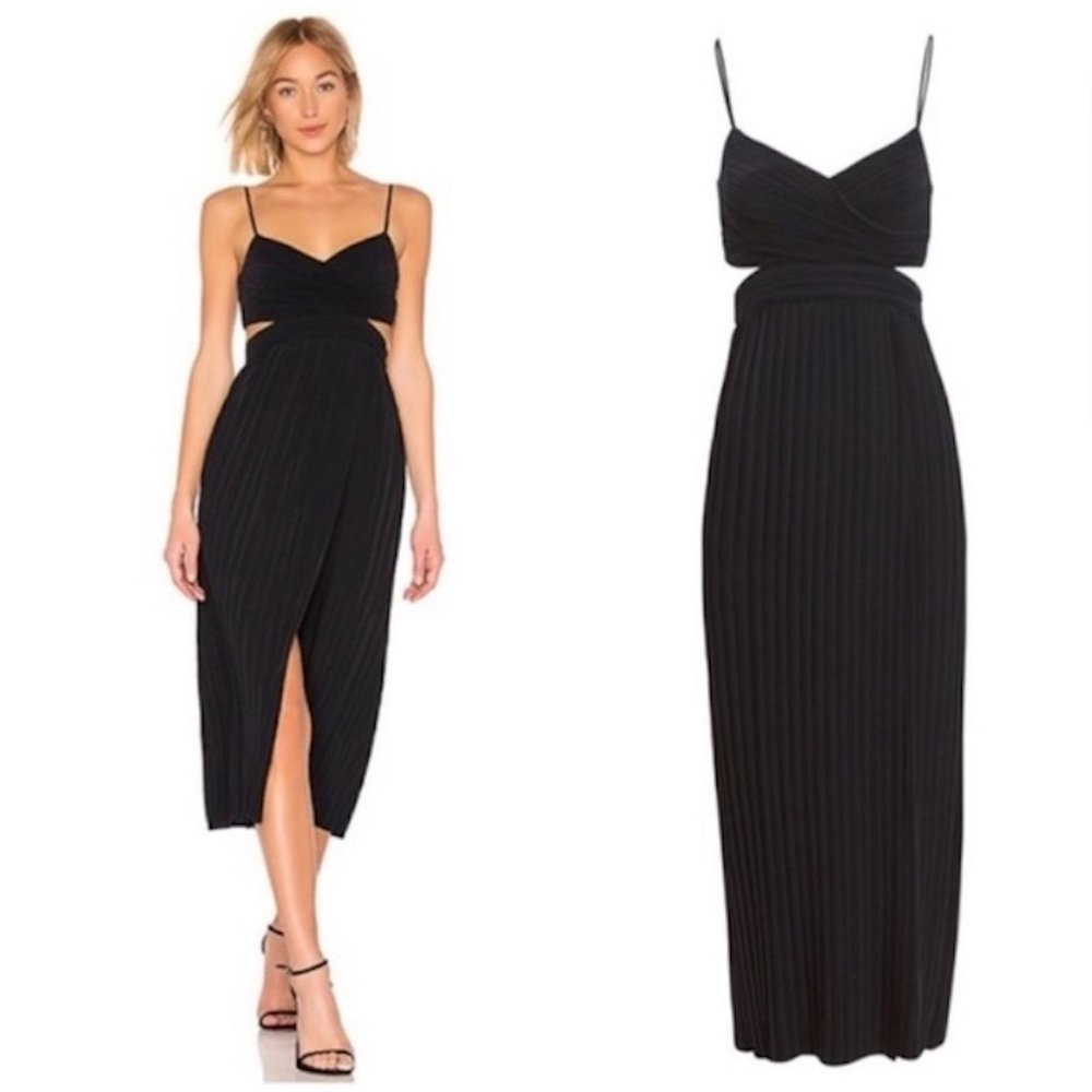 A.L.C. Women's Black Solid Pleated Sleeveless Sienna Maxi Dress Size 0